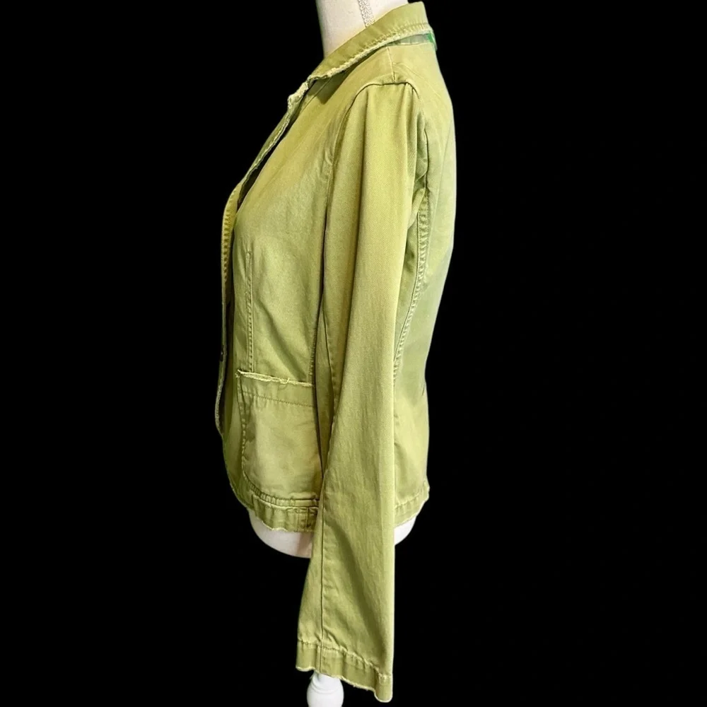 J. Crew Vintage Olive Green / Khaki Cotton Distressed Trim Boy Blazer Size M